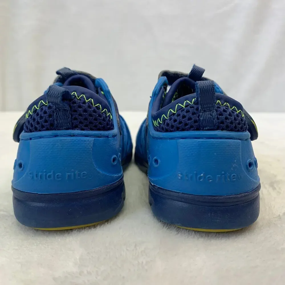 Stride Rite M2P Phibian Boys Sz 5 Water Shoes Blue Navy Slip On Straps Beach